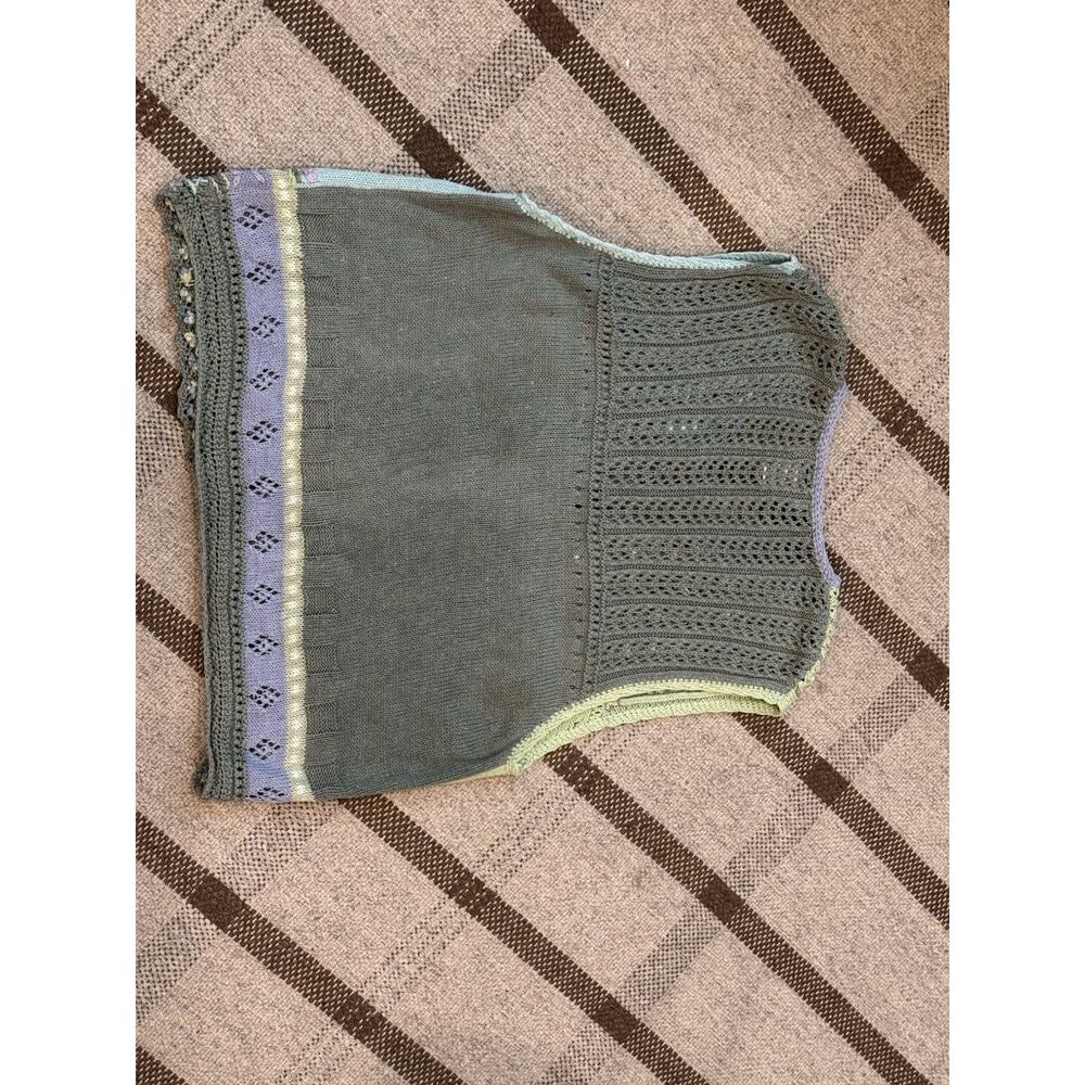 Sigrid Olsen Sport Knit Sweater Vest Granny Core Floral Green Blue Large Cottage - Picture 7 of 8